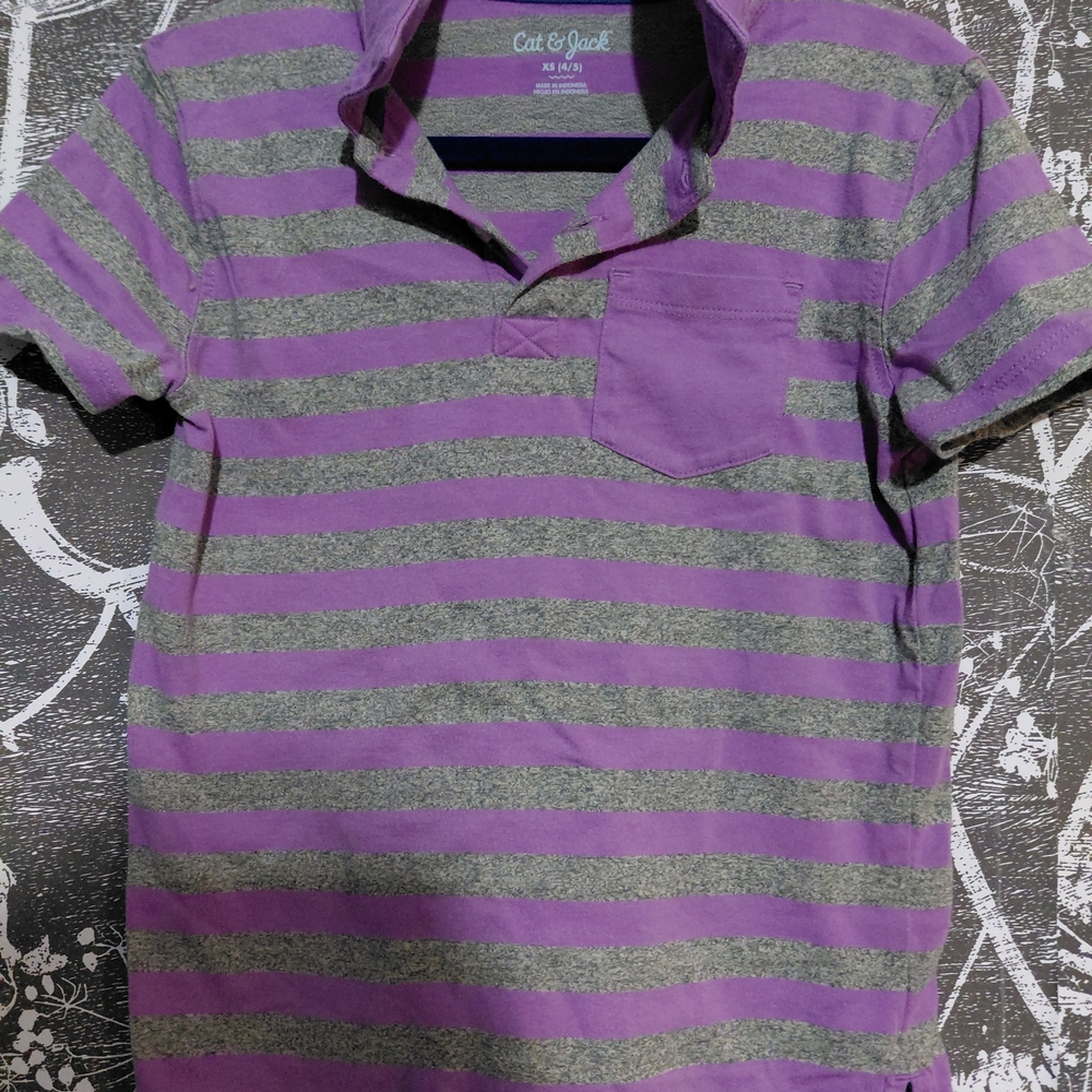 Cat & Jack Purple and Gray Striped Shirt